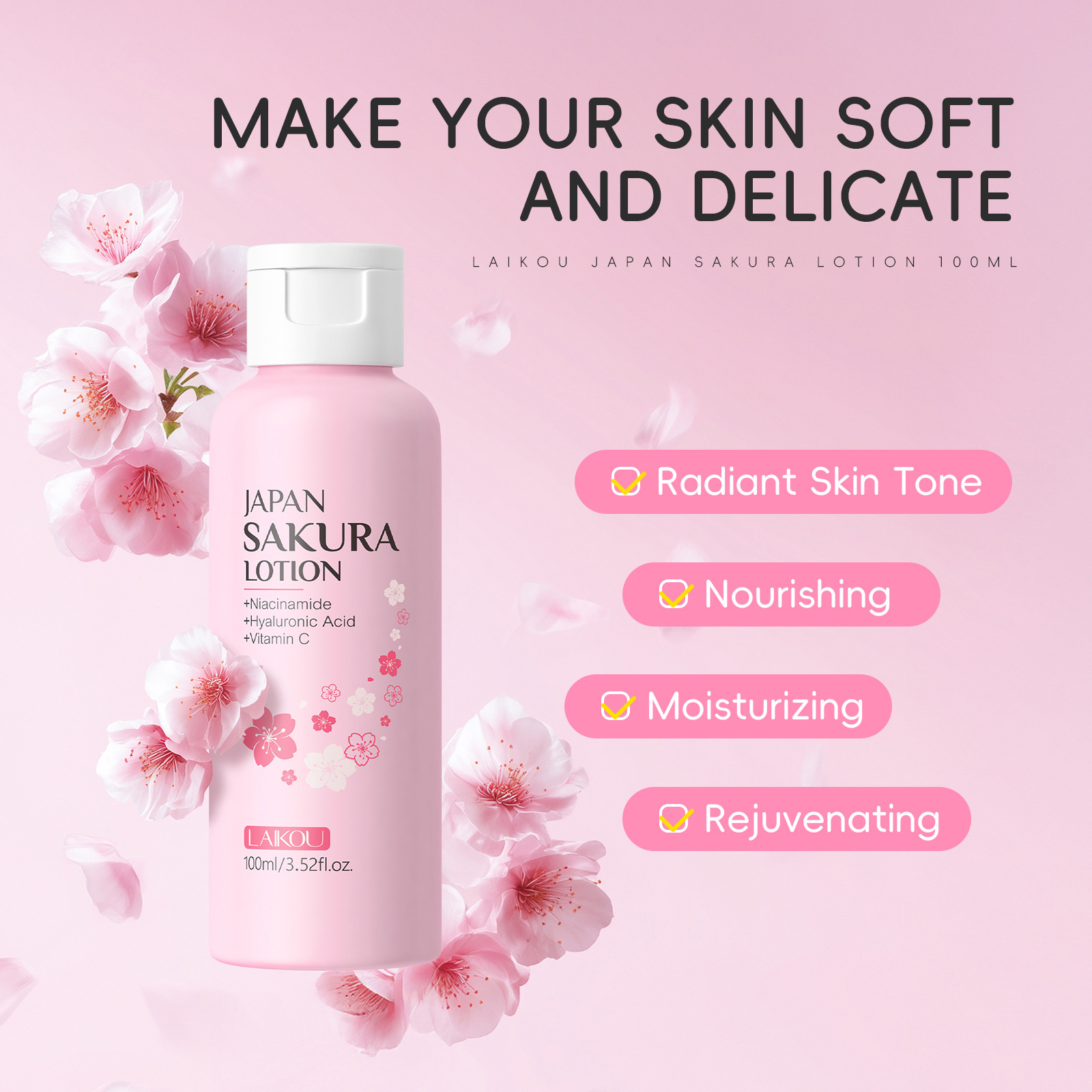 LAIKOU Sakura Lotion 100ml Nia - Niacinamide Pore Shrinking Essence recension och pris