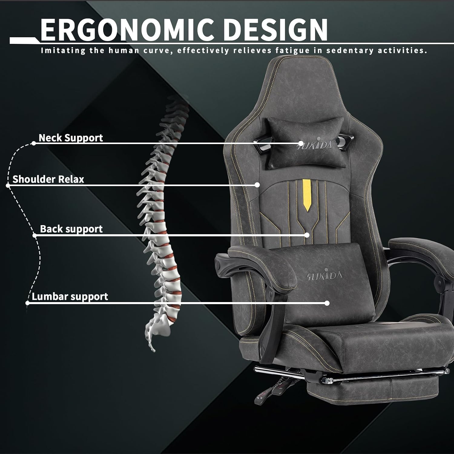 Gaming Chair with Footrest Erg - Massage recension och pris