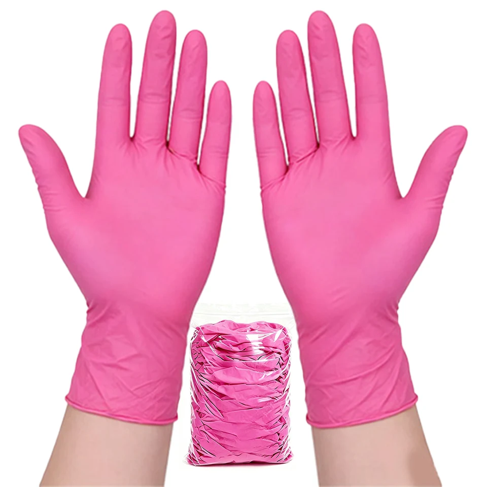 50PCS Deep Pink Nitrile Gloves - Nail Art recension och pris