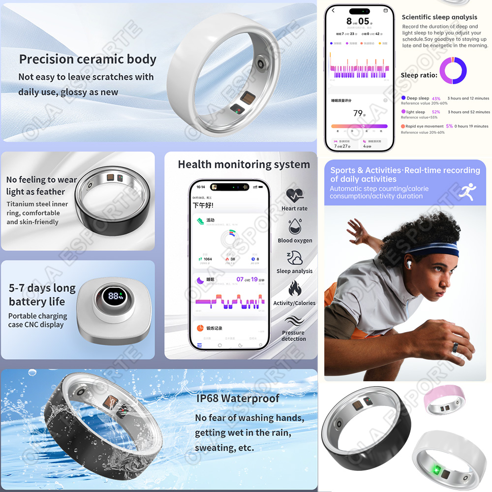 Ceramic Smart Ring Heart Rate  - Health Monitors recension och pris