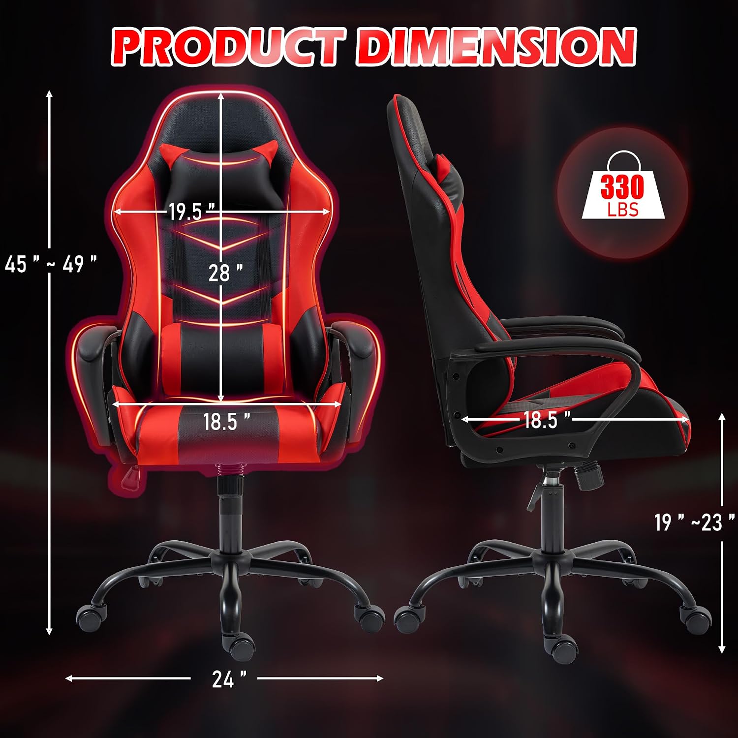 Red Ergonomic Gaming Chair Mas - Massage recension och pris