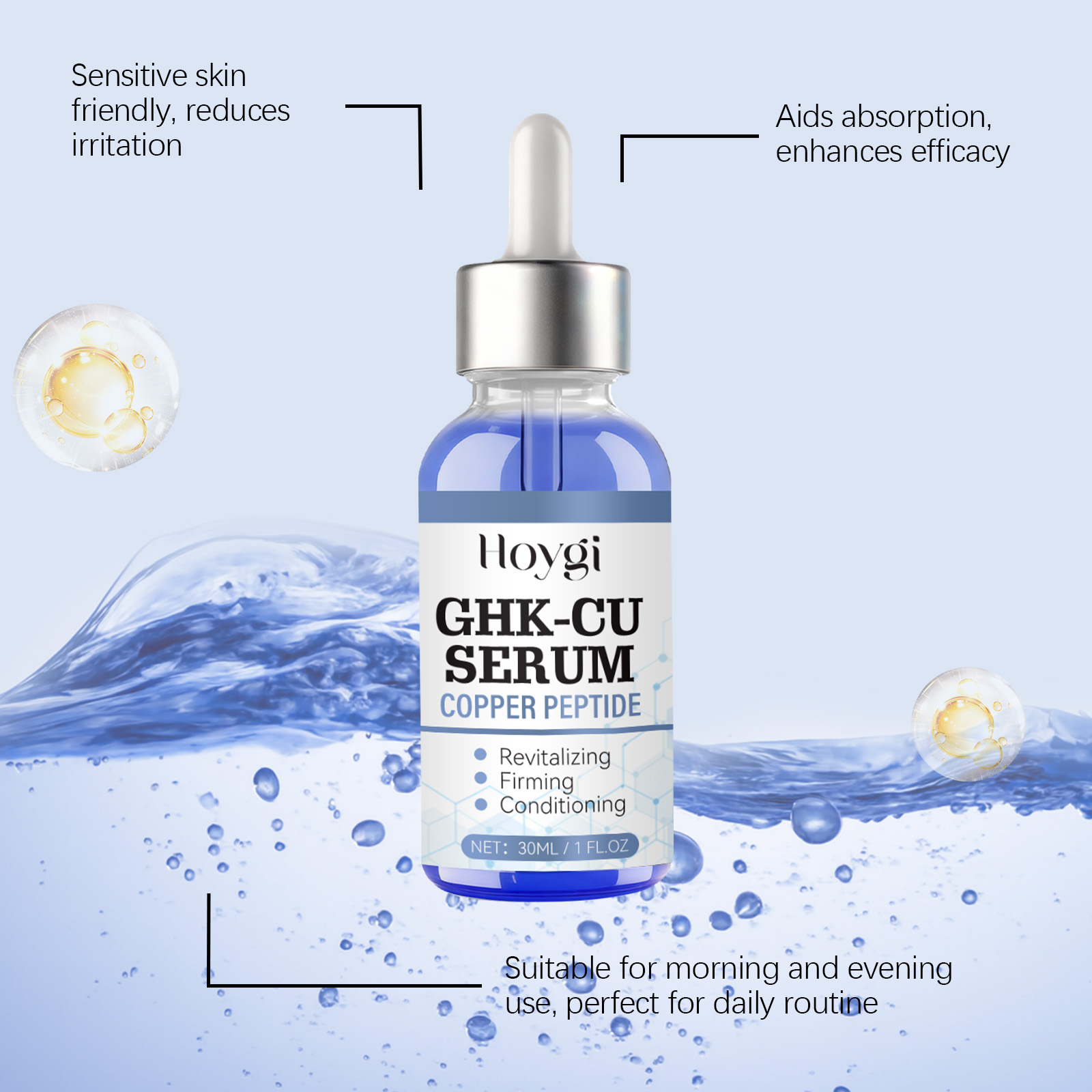 30ml Copper Peptide Serum GHK- - Hyaluronic Acid Facial Serum recension och pris